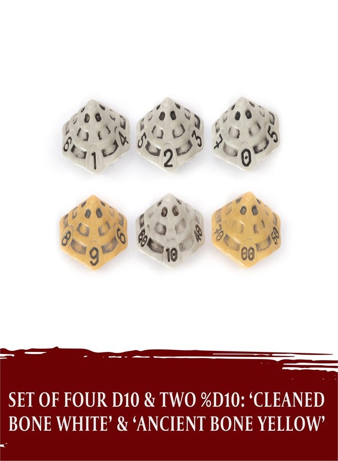 lynx D10 &%D10 Dice Set - Set of Six Dice 10 Sided - Four W10 & Two %W10 (D100 / W100) Skull & Bone/Skull & Bone DND Dice for Pen and Paper, Dungeons & Dragons, Warhammer, D&D (Mixed) - Image 3