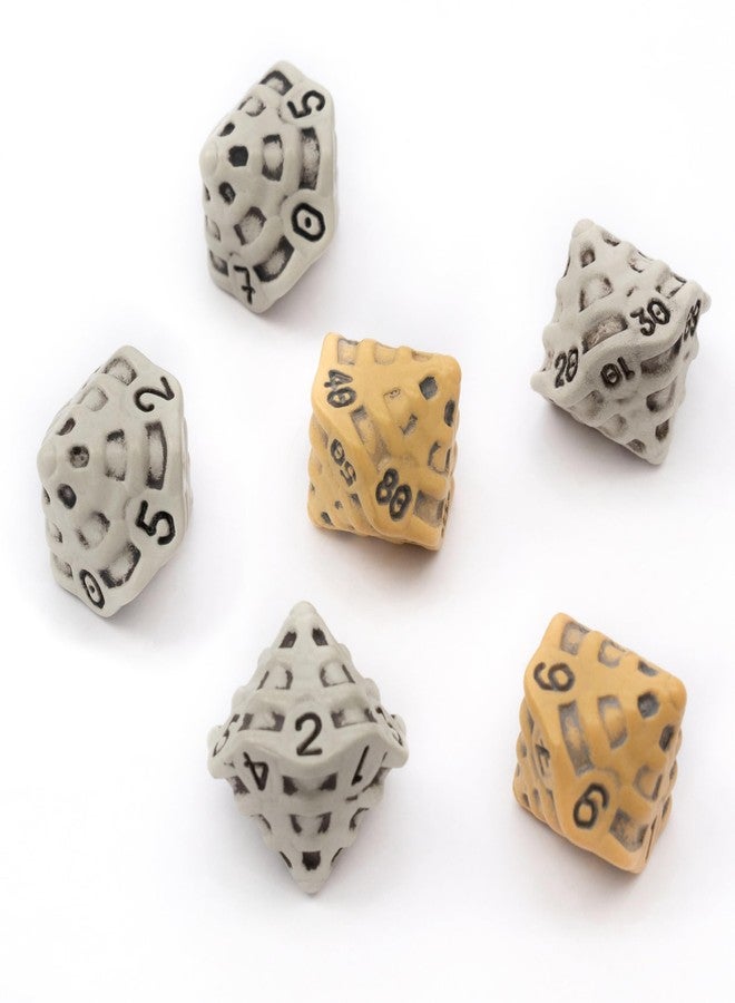 lynx D10 &%D10 Dice Set - Set of Six Dice 10 Sided - Four W10 & Two %W10 (D100 / W100) Skull & Bone/Skull & Bone DND Dice for Pen and Paper, Dungeons & Dragons, Warhammer, D&D (Mixed) - Image 1