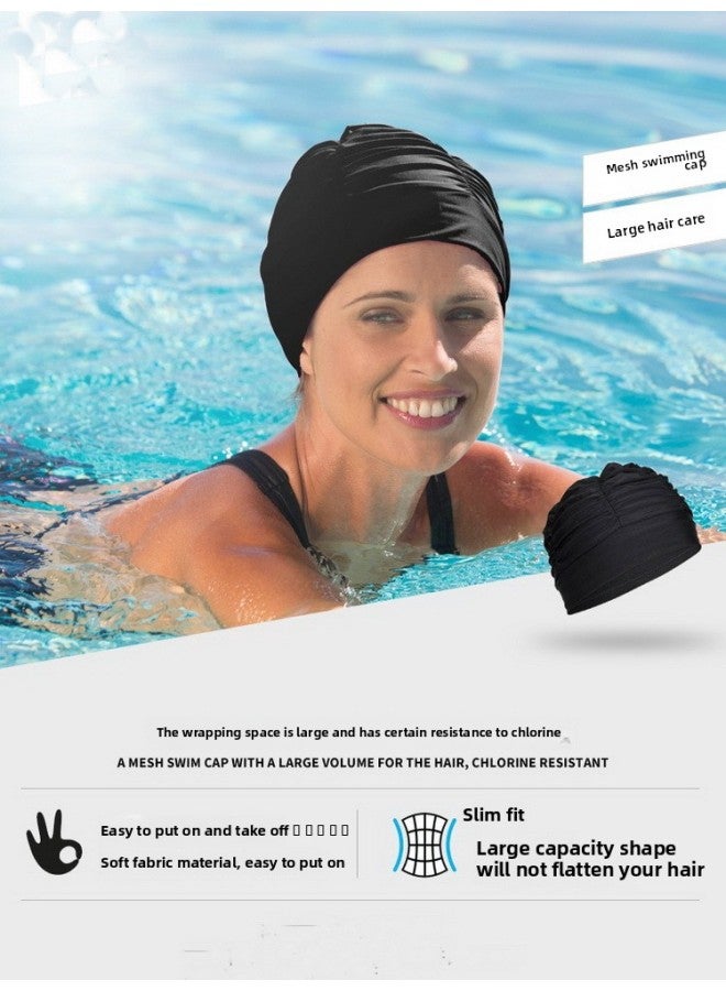 Xiang Zhifei Swimming Cap 2024 Women's Big Head Long Hair Swimming Cap Adult Women's Large Swimming Cap-Color:【16】blue Circle (recommended Head Circumference 52-59cm)