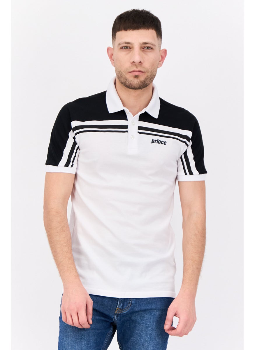 Prince Men Sportswear Fit Short Sleeve Tennis Polo Shirt, White  - Image 1