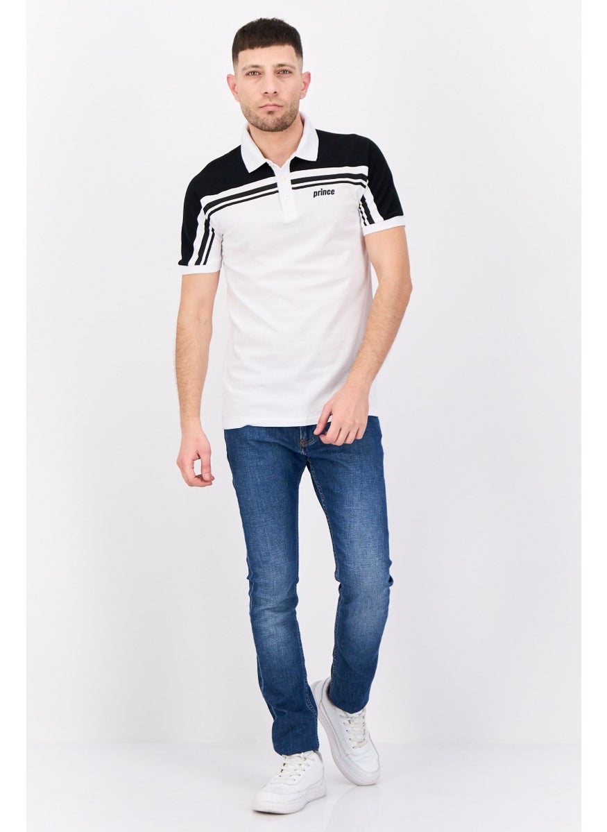 Prince Men Sportswear Fit Short Sleeve Tennis Polo Shirt, White  - Image 4