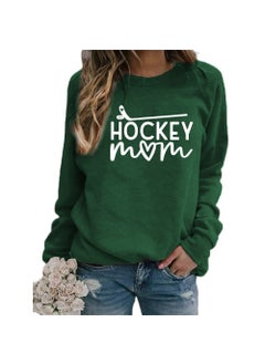 Hockey Mom Printed Crewneck Sweatshirt Oversized Green (white font)
