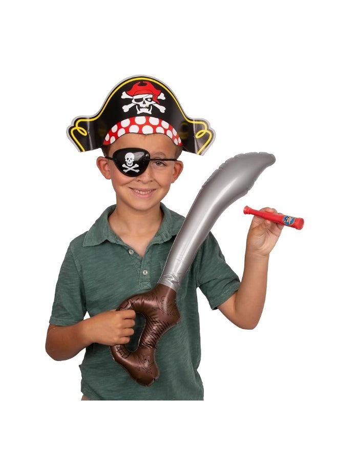 Funny Party Hats - Funny Pirate Party Hats 48 PC Set â€“ Pirate Birthday Party â€“ Pirate Party Favors for Kids - 12 Pirate Hats, 12 Patches, 12 Swords, 12 Telescopes - Image 1