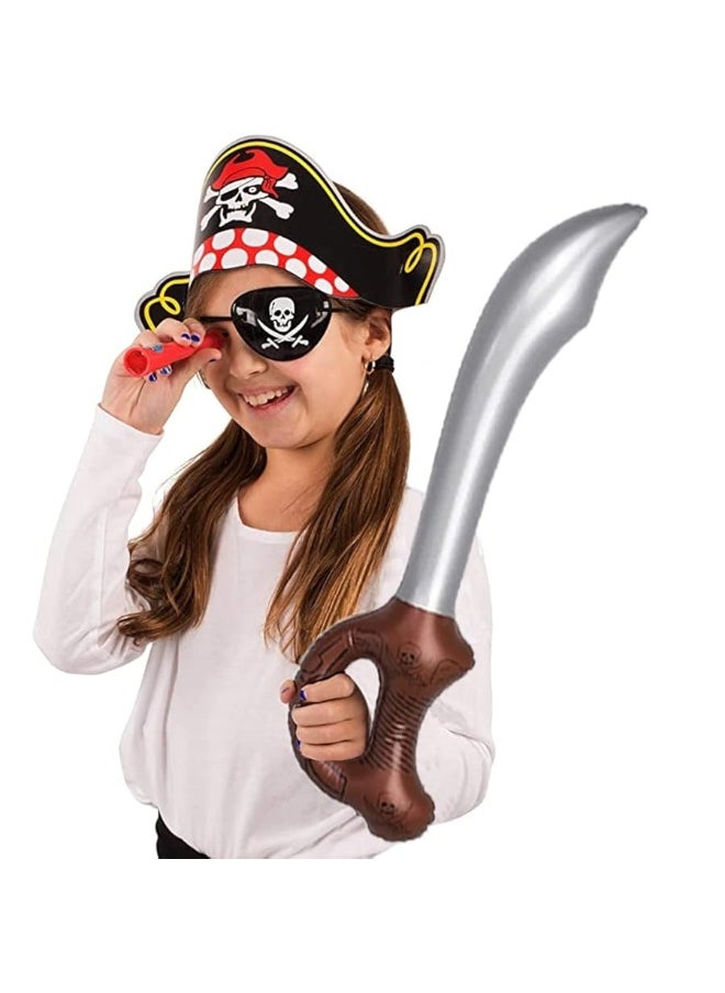 Funny Party Hats - Funny Pirate Party Hats 48 PC Set â€“ Pirate Birthday Party â€“ Pirate Party Favors for Kids - 12 Pirate Hats, 12 Patches, 12 Swords, 12 Telescopes - Image 1