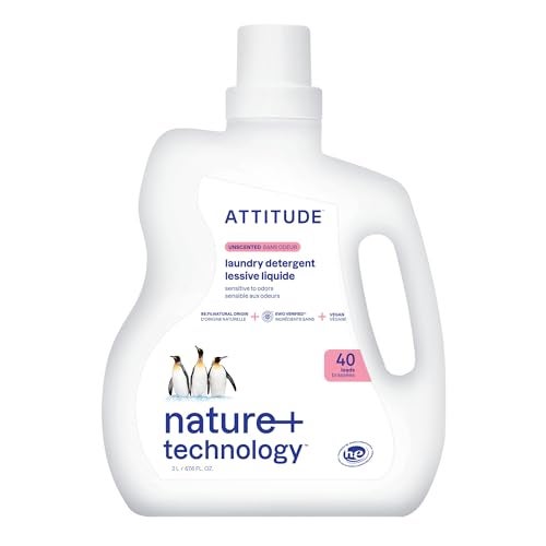 ATTITUDE Liquid Laundry Detergent, EWG Verified, HE Compatible, Plant-Based & Vegan, Natural Laundry Soap, Unscented, 40 Loads, 67.6 Fl Oz - Image 1