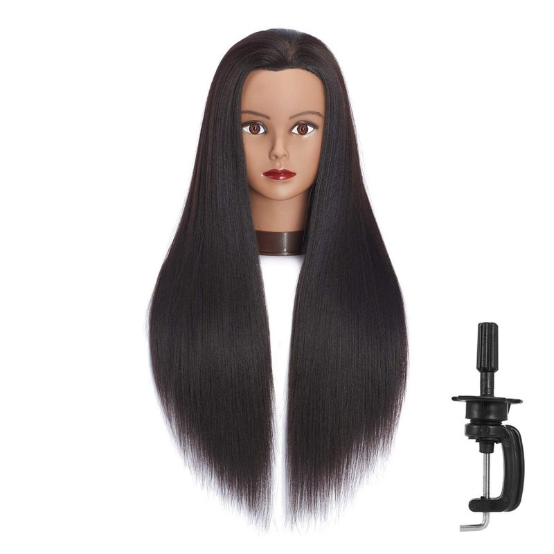 Headfix 2628 Long Hair Mannequin Head Synthetic Fiber Hair Hairdresser Practice Styling Training Head Cosmetology Manikin Doll Head with Clamp 6F1919BY0220