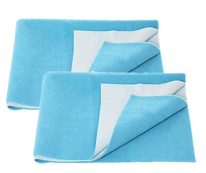 Blenzza Deco™ Cotton New Born Babies Dry Sheet Baby Bed Protecting Mat (Medium (70X100Cm), Blue, 2) - Image 1
