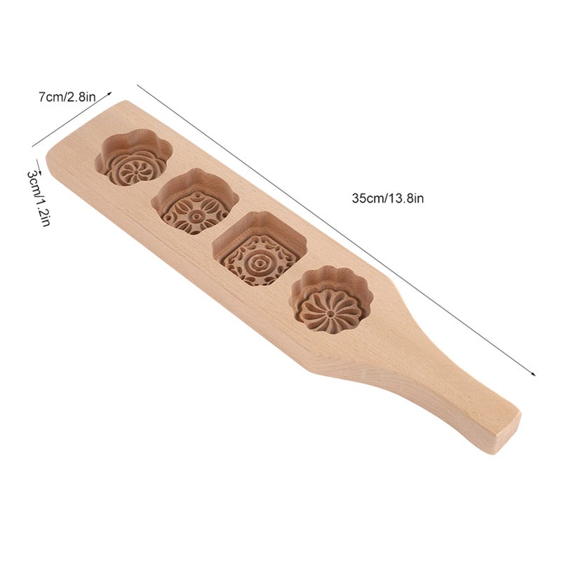 Traditional Wooden Mooncake Mold No 1 Flower Four Piece Mold For Baking Cookies Muffins Pumpkin Pies - Image 3