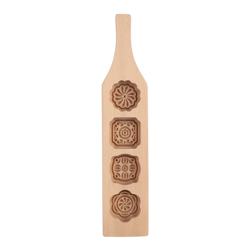 Traditional Wooden Mooncake Mold No 1 Flower Four Piece Mold For Baking Cookies Muffins Pumpkin Pies - Image 2