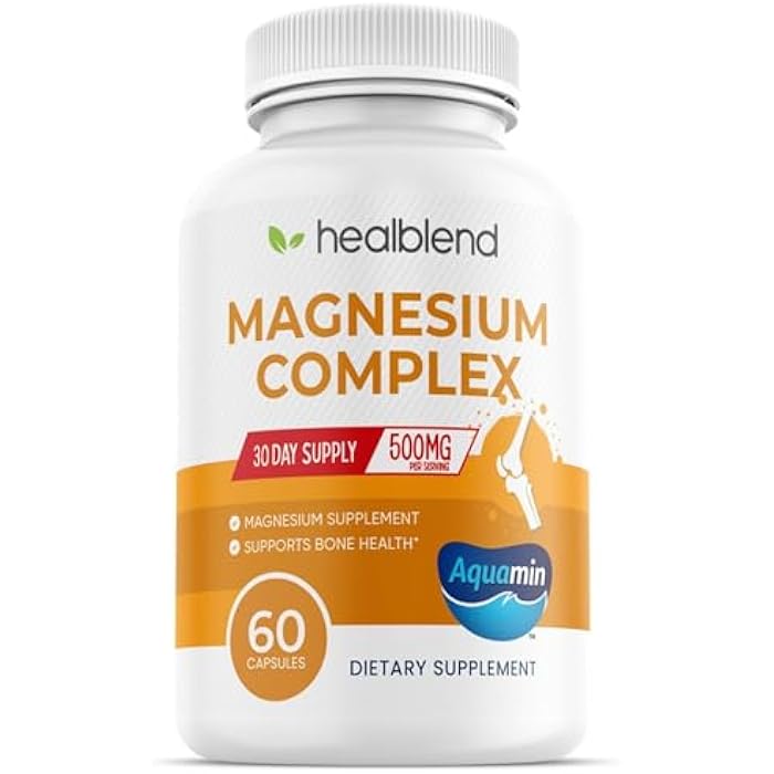 healblend Multi Magnesium Complex Supplement 500mg - 5 Active Bioavailable Forms – Hydroxide, Malate, Oxide, Citrate, Glycinate - Bone, Heart, & Muscle Support - Image 1