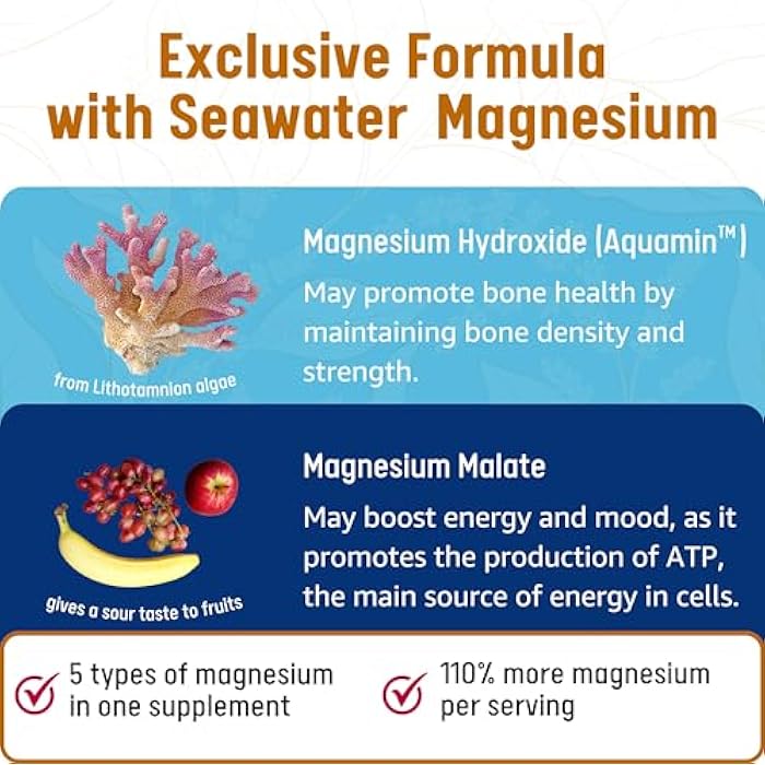 healblend Multi Magnesium Complex Supplement 500mg - 5 Active Bioavailable Forms – Hydroxide, Malate, Oxide, Citrate, Glycinate - Bone, Heart, & Muscle Support - Image 4