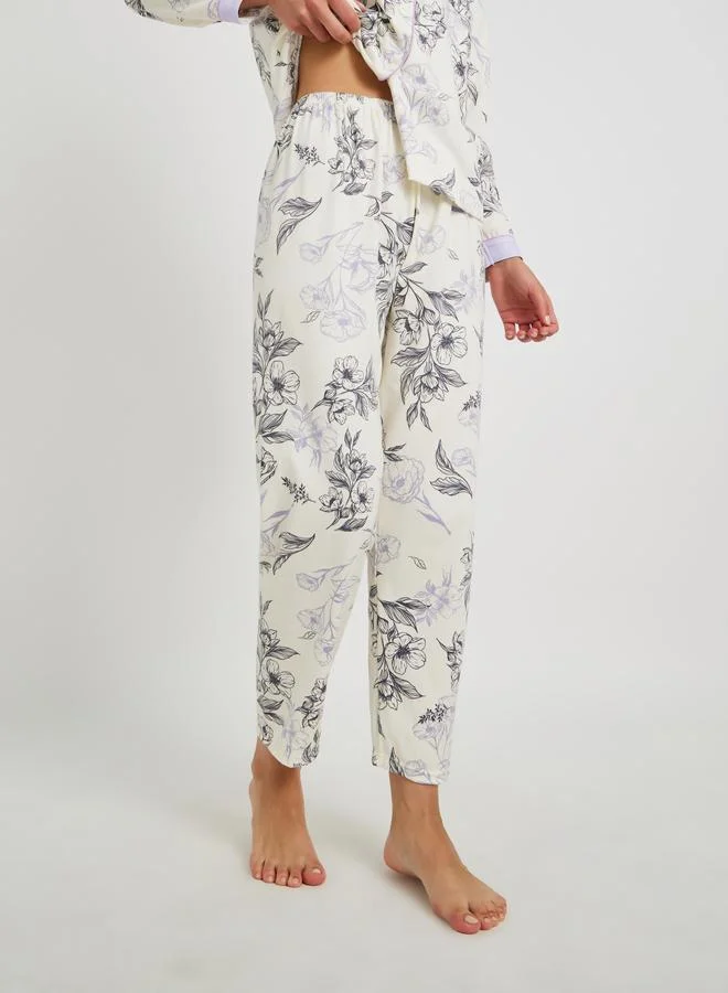 Take Two Take Two Floral Print Buttoned Shirt and Pyjama Set