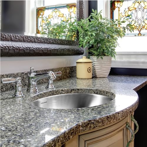 Houzer Opus Stainless Steel Bathroom Sink: 18 Inch Undermount Oval Bowl with Overflow Drain Assembly, Durable & Versatile, Essential for Home & Apartment: CHO-1800-1 - Image 3
