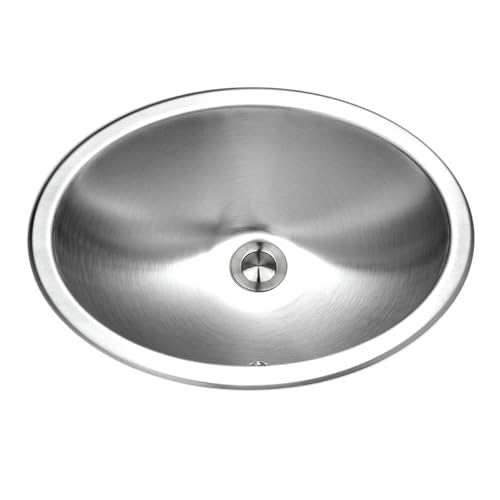 Houzer Opus Stainless Steel Bathroom Sink: 18 Inch Undermount Oval Bowl with Overflow Drain Assembly, Durable & Versatile, Essential for Home & Apartment: CHO-1800-1 - Image 1