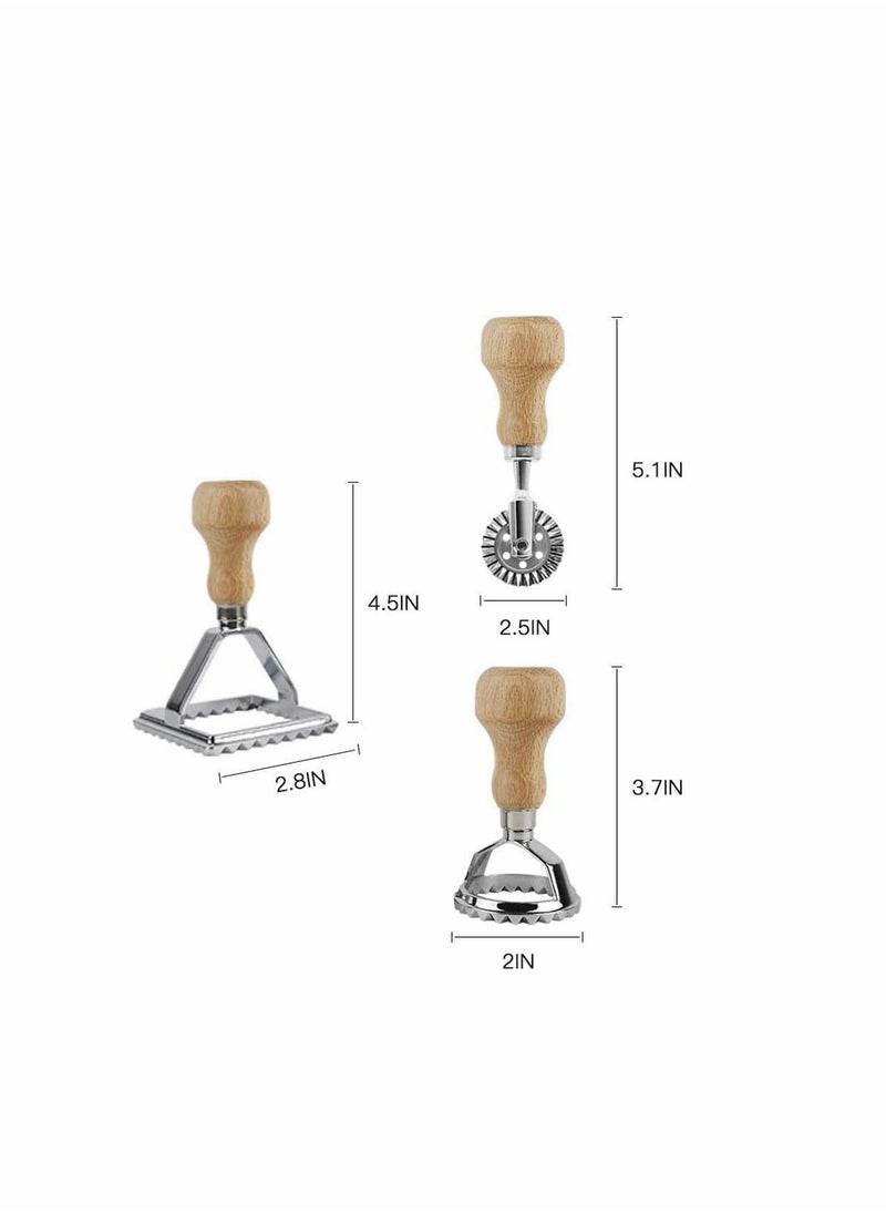 KASTWAVE - Ravioli Cutter Stamps Set, Ravioli Maker Molds & Stamps, Pasta Maker Mold with Wooden Handle and Fluted Edge, for Ravioli, Pasta, Dumplings, Cookies, Baking - Image 1
