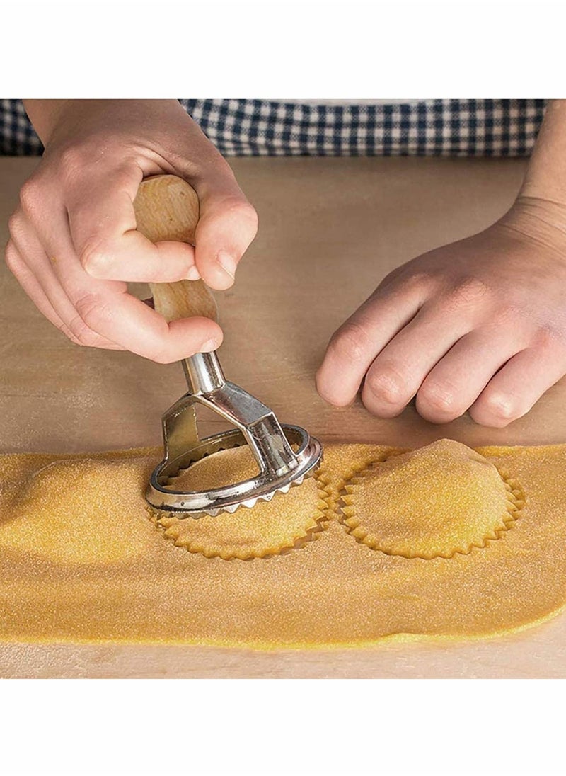 KASTWAVE - Ravioli Cutter Stamps Set, Ravioli Maker Molds & Stamps, Pasta Maker Mold with Wooden Handle and Fluted Edge, for Ravioli, Pasta, Dumplings, Cookies, Baking - Image 1