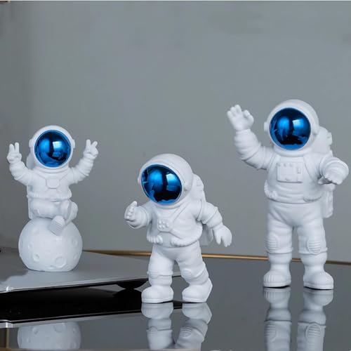 Street27 Polyvinyl Chloride 3Pcs Astronaut Action Figurine Home Decor Astronaut Statue Study Office Desk Decor Showpiece Gift Decoration Accessories Outer Space Pvc Sculpture(Blue) - Image 1