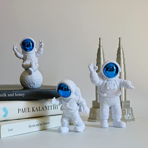 Street27 Polyvinyl Chloride 3Pcs Astronaut Action Figurine Home Decor Astronaut Statue Study Office Desk Decor Showpiece Gift Decoration Accessories Outer Space Pvc Sculpture(Blue) - Image 2