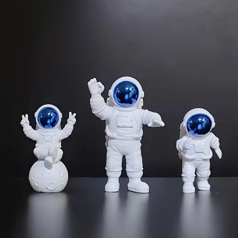 Street27 Polyvinyl Chloride 3Pcs Astronaut Action Figurine Home Decor Astronaut Statue Study Office Desk Decor Showpiece Gift Decoration Accessories Outer Space Pvc Sculpture(Blue) - Image 4