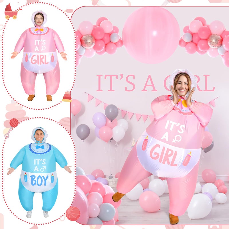 RoundFunny 2 Pcs Inflatable Baby Costume for Adults Blow up Gender Reveal Baby Costume Suit for shower party Halloween Cosplay(Cute) - Image 4