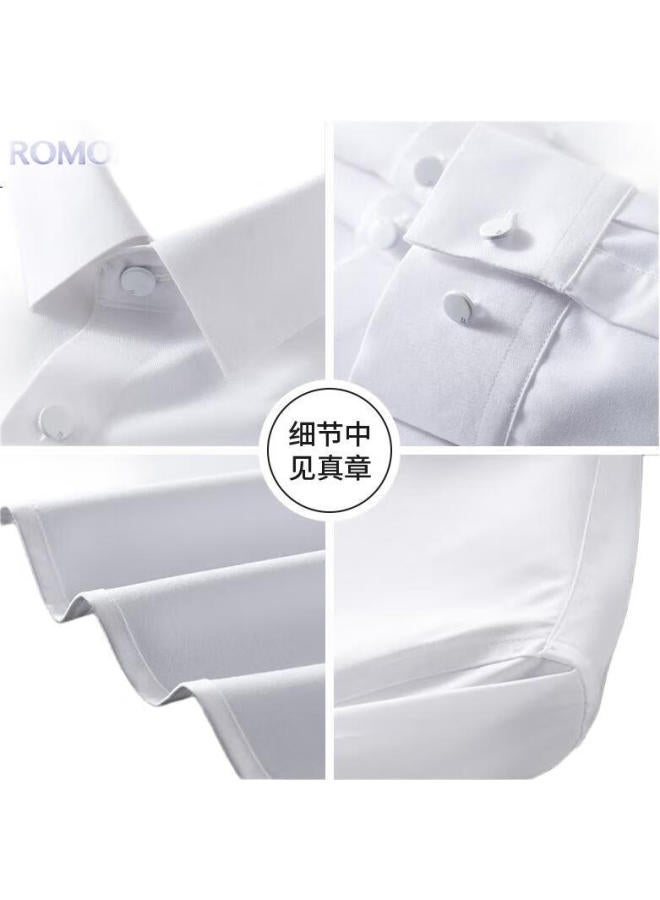 ROMON Wrinkle-Free Men'S Shirt, Seamless Ice Silk Long-Sleeve Shirt, Solid Color Business Casual Elastic Undershirt, Dad'S Top, Men'S Clothing - Image 1
