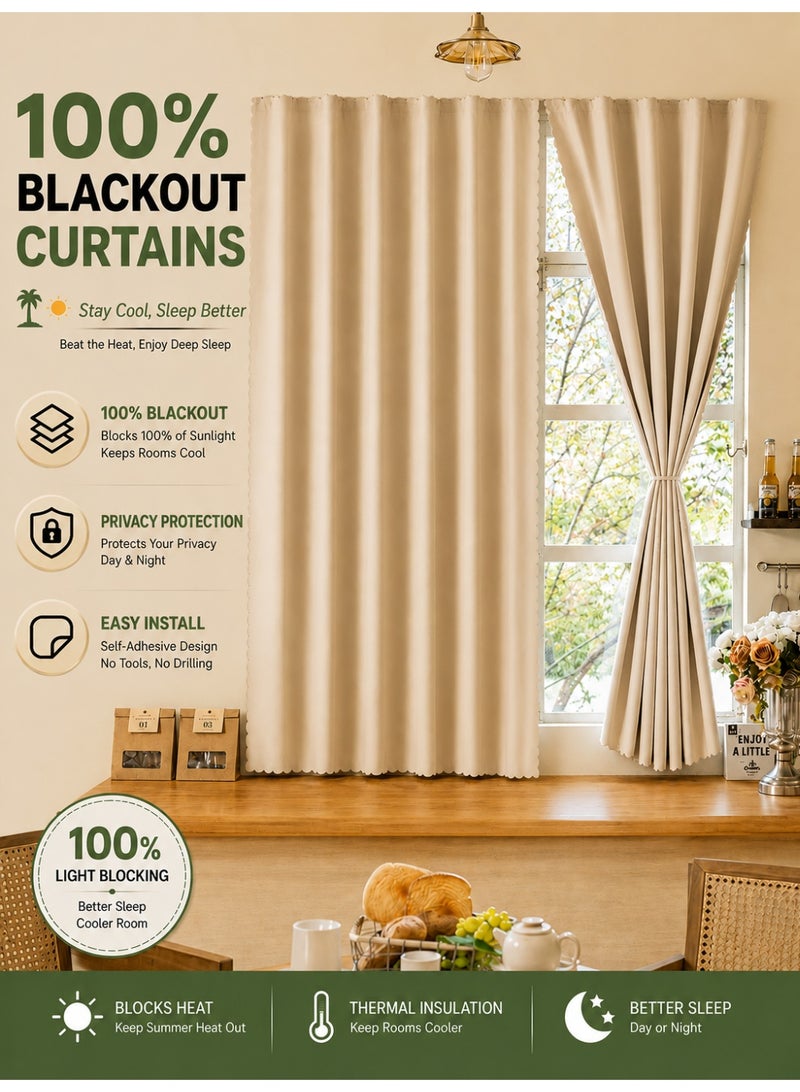 OHTEX HOME ستائر مزدوجة 100% لمنع الضوء بتثبيت سهل بشريط لاصق بدون حفر مناسبة لجميع النوافذ للمنزل النوم المعيشة المطبخ والاستخدام اليومي - Image 1