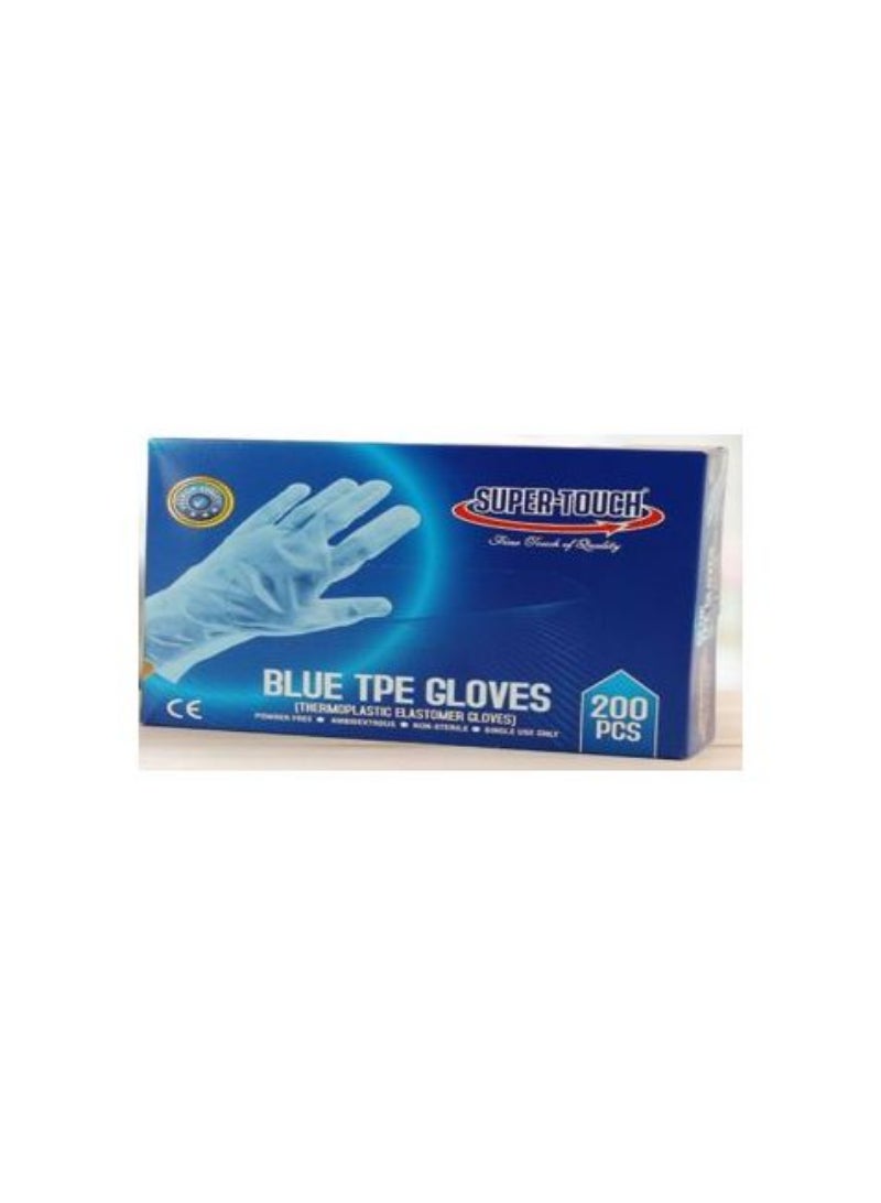 Super Touch Tpe Gloves Blue  Powder Free Large 1X200