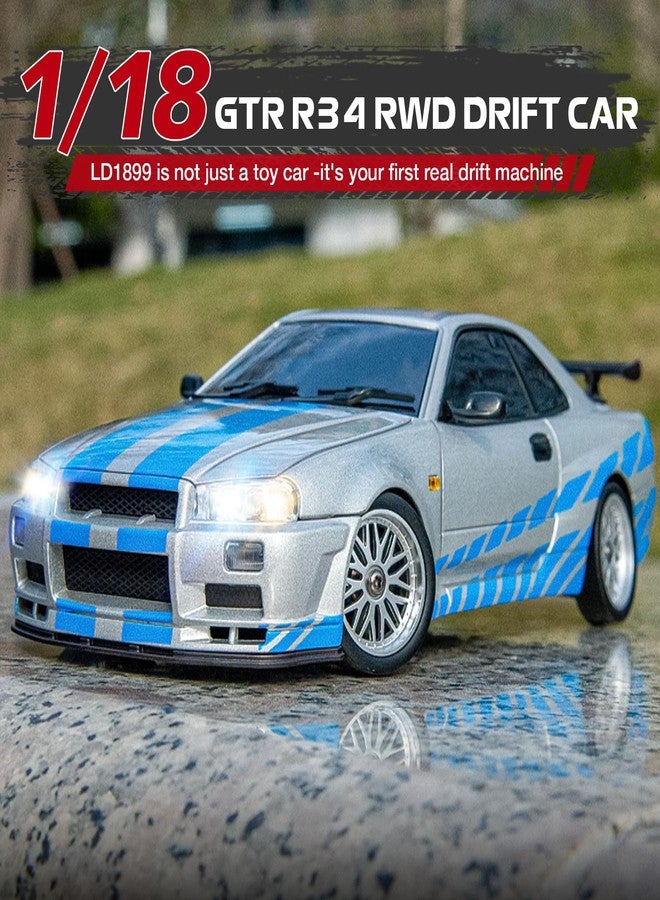 ARRIS سيارة درفت RC LDRC LD1899 1/18 GTR R34 2.4GHz RWD سيارة رالي RC مع هيكل سبيكة سيارات سباق تحكم عن بعد للانجراف على الطرق للبالغين - Image 4