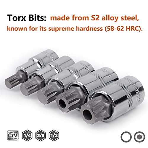 Qnkaa Spline Socket Bit Set 10pcs Square Triple Silver M4 - M18 - Image 3