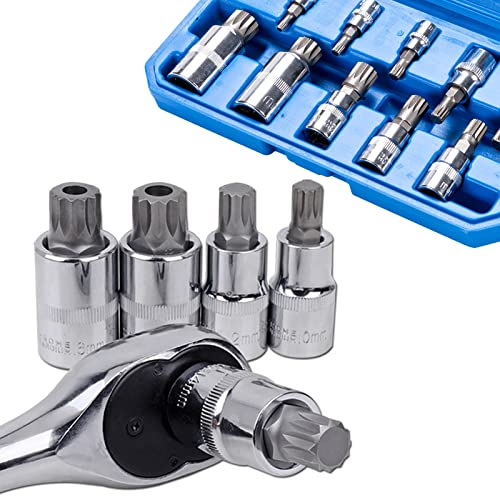 Qnkaa Spline Socket Bit Set 10pcs Square Triple Silver M4 - M18 - Image 5