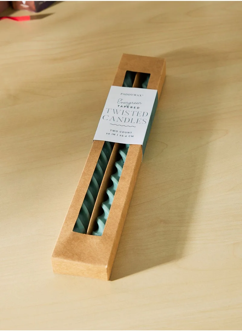 Paddywax Cypress & Fir Twisted Tapers Evergreen Green - 2 Pack