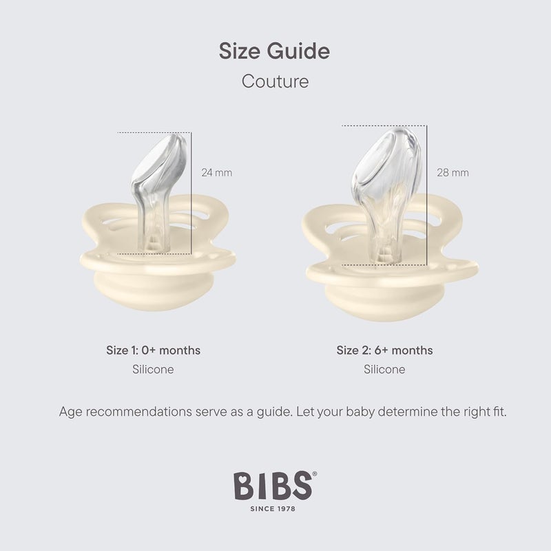 BIBS Pacifiers  Couture Collection  BPAFree Anatomical Nipple  Silicone  Made in Denmark  Set of 2 IronBaby Blue Color Premium Soothers  Size 06 Months - Image 3