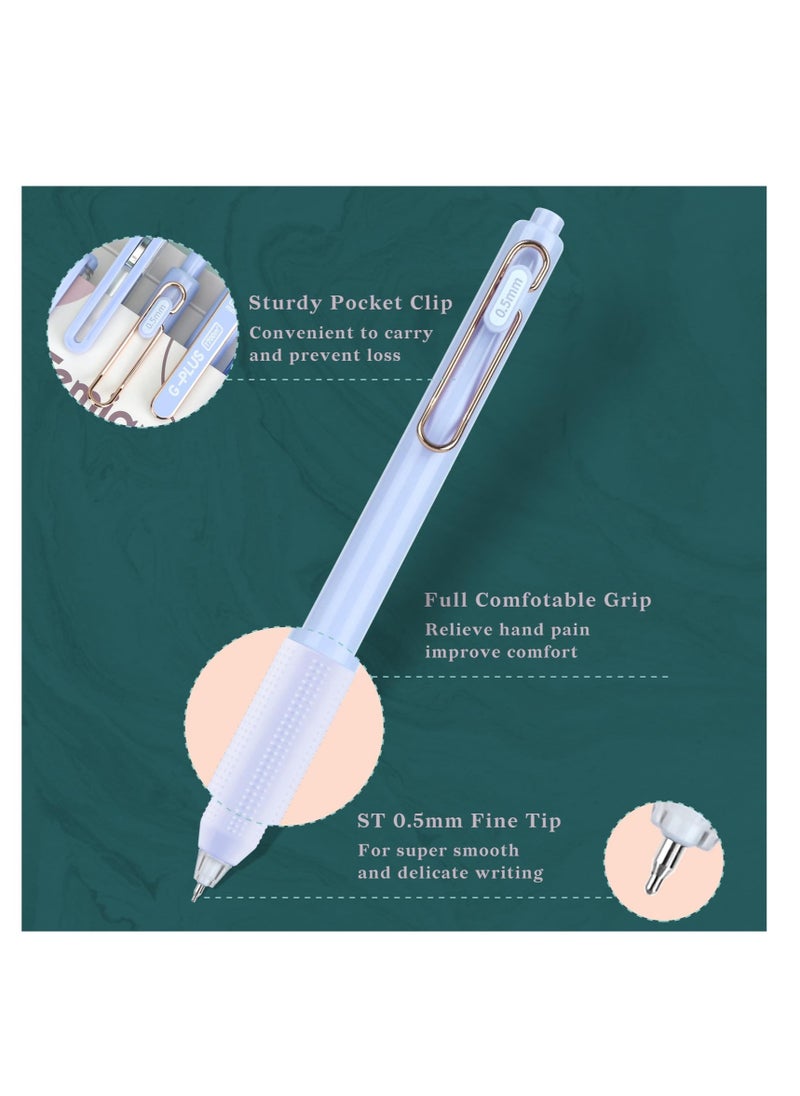 Excefore 5 Pcs Retractable Gel Ink Pens, 0.5mm Fine Point Tip Pen,Lovely Kawaii Gel Ink Pens, Comfortable Smooth Writing Aesthetic Pens, Suitable for Home School Office Supplies (Blue)  - Image 3
