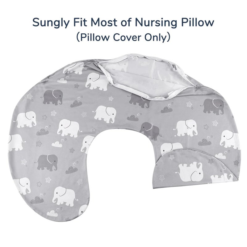TANOFAR Nursing Pillow Cover, Elephant Breastfeeding Pillow Slipcover for Baby Boys & Girls, Animal Nursing Pillow Case for Newborn, Soft Fabric Fits Snug On Infant, Washable & Breathable - Image 2