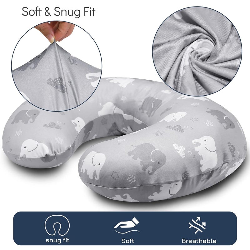 TANOFAR Nursing Pillow Cover, Elephant Breastfeeding Pillow Slipcover for Baby Boys & Girls, Animal Nursing Pillow Case for Newborn, Soft Fabric Fits Snug On Infant, Washable & Breathable - Image 5