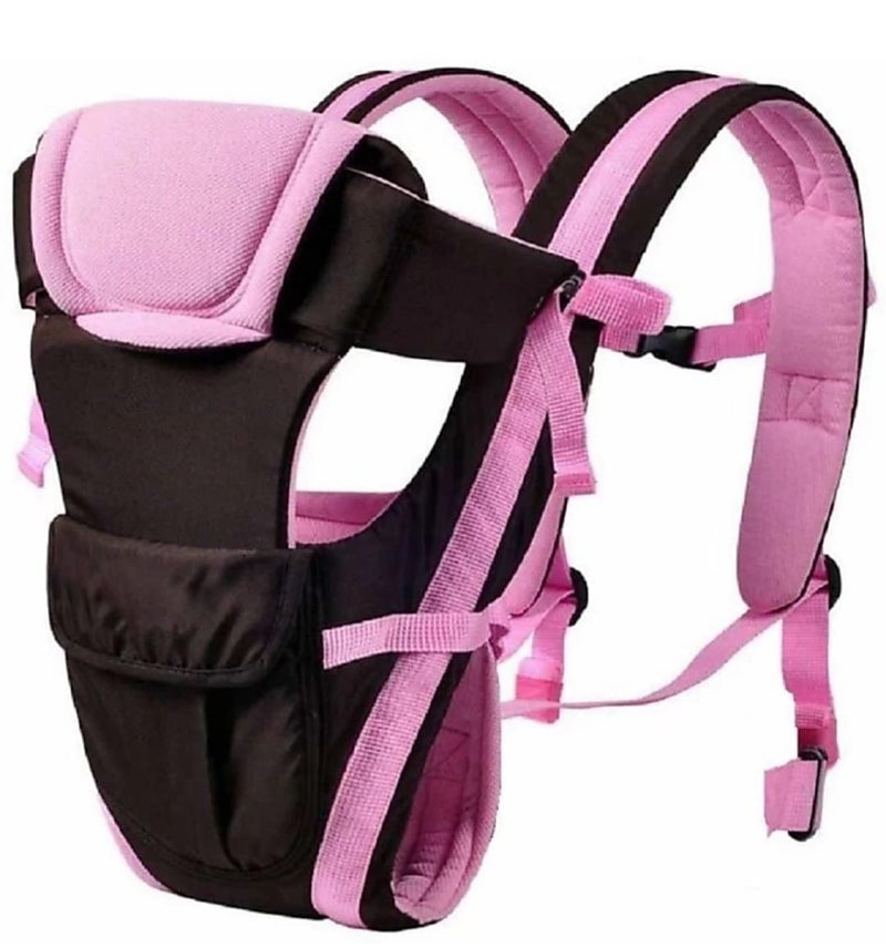 Printgram Toddler Pg 4-in-1 Adjustable Baby Carrier Black Colour Cum Kangaroo Bag/Texture Baby Carry Sling/Back/Front Carrier for Baby with Safety Belt and Buckle Straps 1 Count (Pink) - Image 1