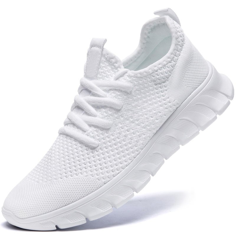 YRLTYO Mens Tennis Shoes Running Sneaker Slip On Walking Gym Workout Athletic Non Slip Lightweight Jogging Casual Sport Shoes White Size 9.5 - Image 1