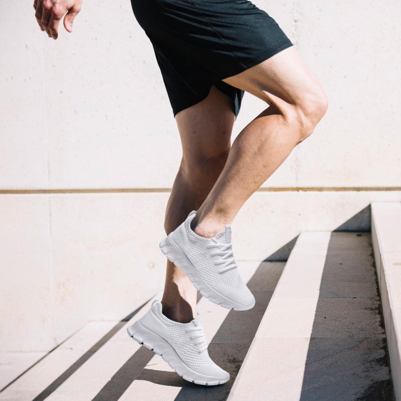 YRLTYO Mens Tennis Shoes Running Sneaker Slip On Walking Gym Workout Athletic Non Slip Lightweight Jogging Casual Sport Shoes White Size 9.5 - Image 2