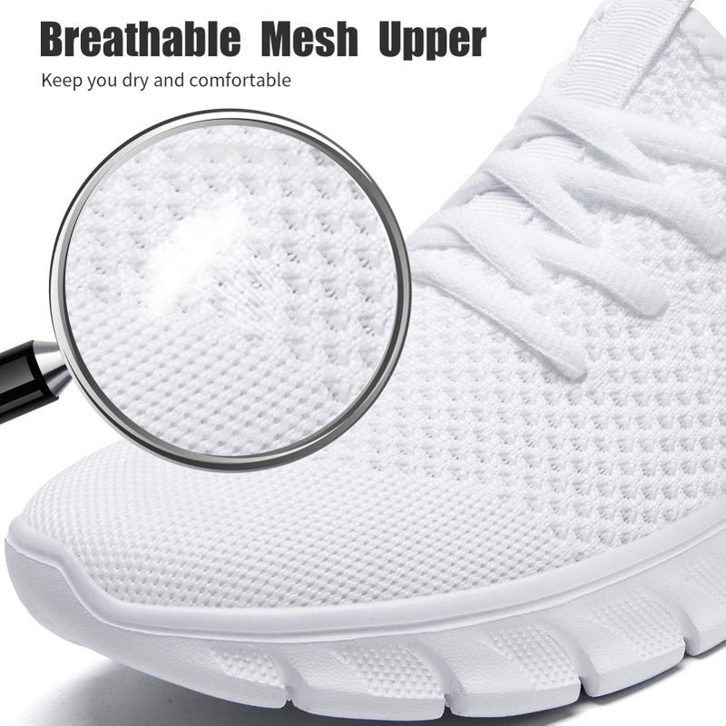 YRLTYO Mens Tennis Shoes Running Sneaker Slip On Walking Gym Workout Athletic Non Slip Lightweight Jogging Casual Sport Shoes White Size 9.5 - Image 4