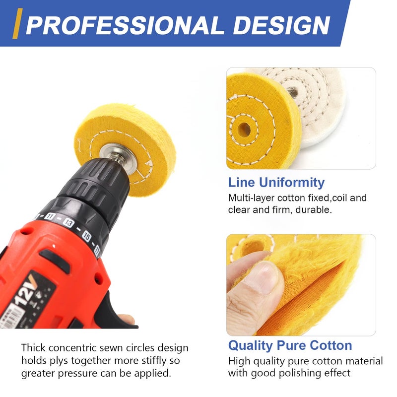 SCOTTCHEN 3inch Buffing Polishing Wheel with 1/4" Shank for Drill, 3/8" Arbor Hole,Soft/Fine/Medium -3pcs,with Buffing Polishing Cutting Compounds 7.4 Oz.Kit,with 2 Pack Non-Woven Bandage - Image 3