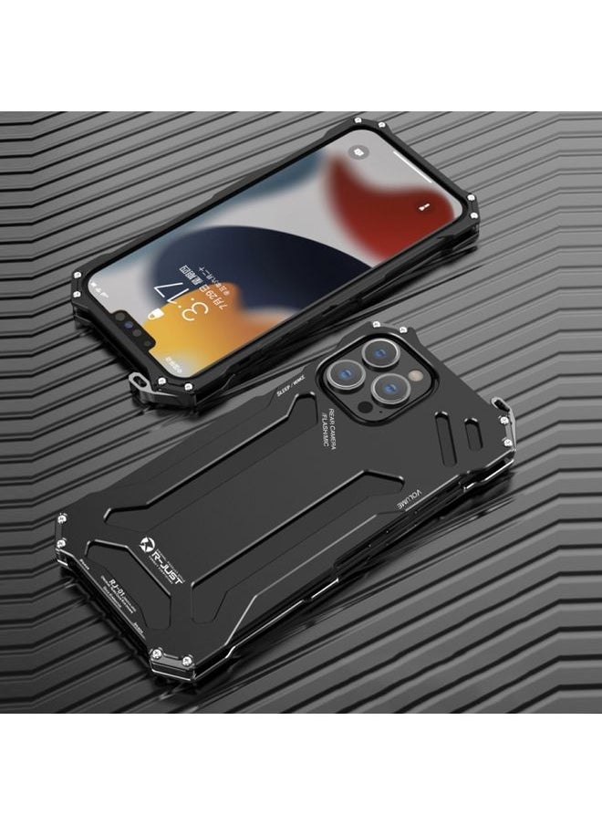 Generic Case Cover For iPhone 13 Pro Max R-JUST Shockproof Armor Metal Protective Case Black 