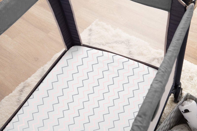 American Baby Company 100% Natural Cotton Fitted Pack and Play Sheet 39" x 27" - Soft & Breathable Pack N Play Sheet for Playpen, Playard & Mini Crib Mattress, Pink Zigzag, for Boys & Girls - Image 3