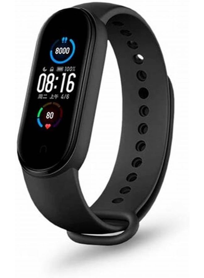 M5 Wristband Fitness Watch Black Smart Activity Tracker, Heart Rate Monitor, Waterproof Sports Watch for Men, Women, Step Counter with Blood Pressure Monitor, Black - Image 1