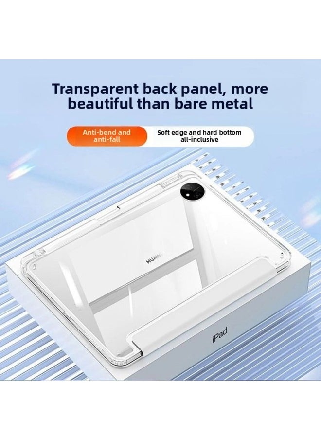 Generic - Applicable To For Huawei MatePad Pro 2024 Air 11.5 Acrylic Flat Leather Case Anti-bending With Pen Slot-Color:White Ice Blue [with Pen Slot Soft Edge Hard Bottom High Transparent Acrylic]]-Applicable Model:For Huawei MatePad 2023 Models/Air(11.5-inch) Universal - Image 1