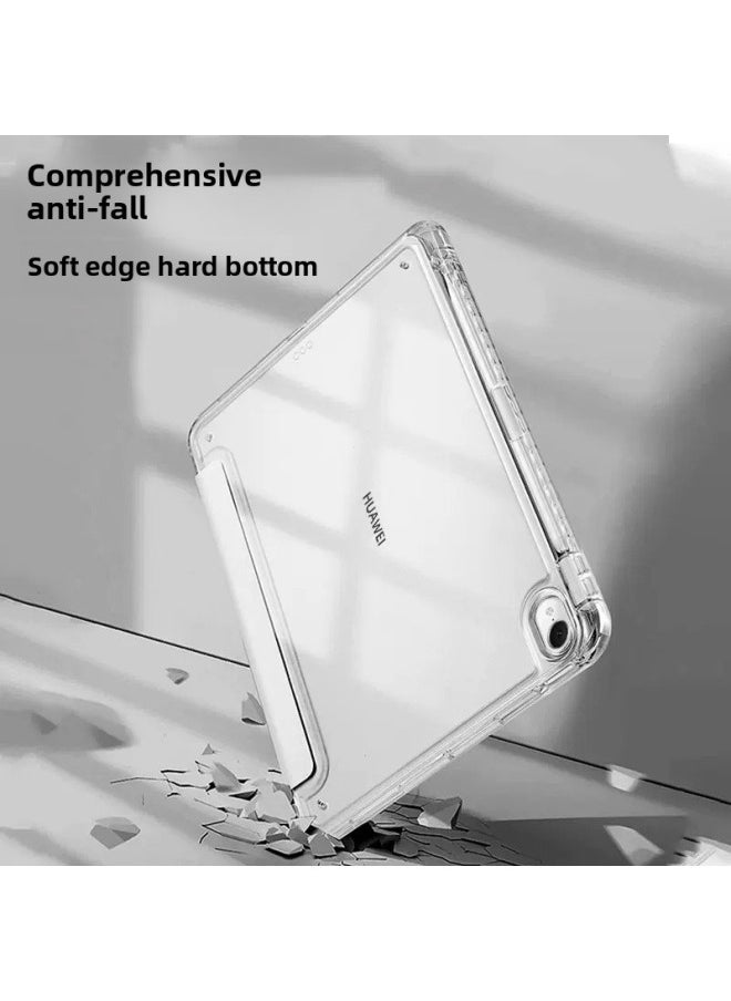 Generic - Applicable To For Huawei MatePad Pro 2024 Air 11.5 Acrylic Flat Leather Case Anti-bending With Pen Slot-Color:White Ice Blue [with Pen Slot Soft Edge Hard Bottom High Transparent Acrylic]]-Applicable Model:For Huawei MatePad 2023 Models/Air(11.5-inch) Universal - Image 1