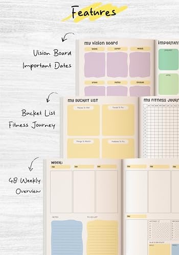 KALP Undated Daily Journal Planner Kit With Pocket Diary,2 Posters,300+Stickers,Magnetic Bookmark-Hard Bound,80 Gsm-304 Pages,Weekly Spreads,Monthly View,Habit & Budget Tracker(Minimal),Blue - Image 3