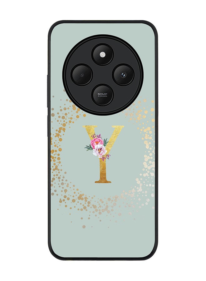 Stylizedd For Xiaomi Poco C75 Case,Slim fit Camera Protection, Shockproof Thin Phone cover - Custom Monogram Floral - Y (Light Grey ) - Image 1