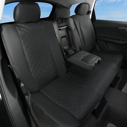 GIANT PANDA Rear Seat Cover for Cars (50-54''), Sedans, SUV, Truck, Universal Faux Leather Back Seat Protector 60/40 Split Automotive Bench Seat Cover (Black) - Image 3