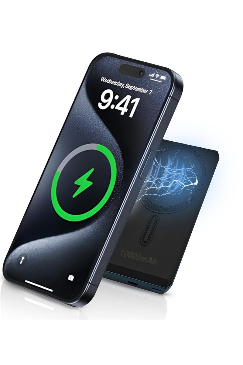 دولنك داو لينك باور بنك لاسلكي 10,000 مللي أمبير، شاحن مغناطيسي MagSafe محمول، شحن لاسلكي سريع 15 واط + شحن سريع PD بقدرة 20 واط عبر USB-C، متوافق مع آيفون 16/15/14/13، سامسونج جالكسي، ساعة آبل، AirPods - Image 2