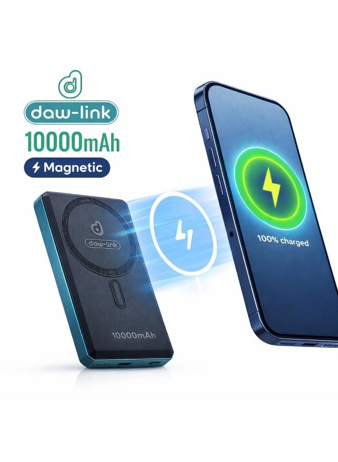 10,000mAh Wireless Power Bank | Magnetic MagSafe Portable Charger 15W Wireless + 20W USB-C PD Fast Charging, Compatible with iPhone 16/15/14/13 Series, Samsung Galaxy, Apple Watch, AirPods